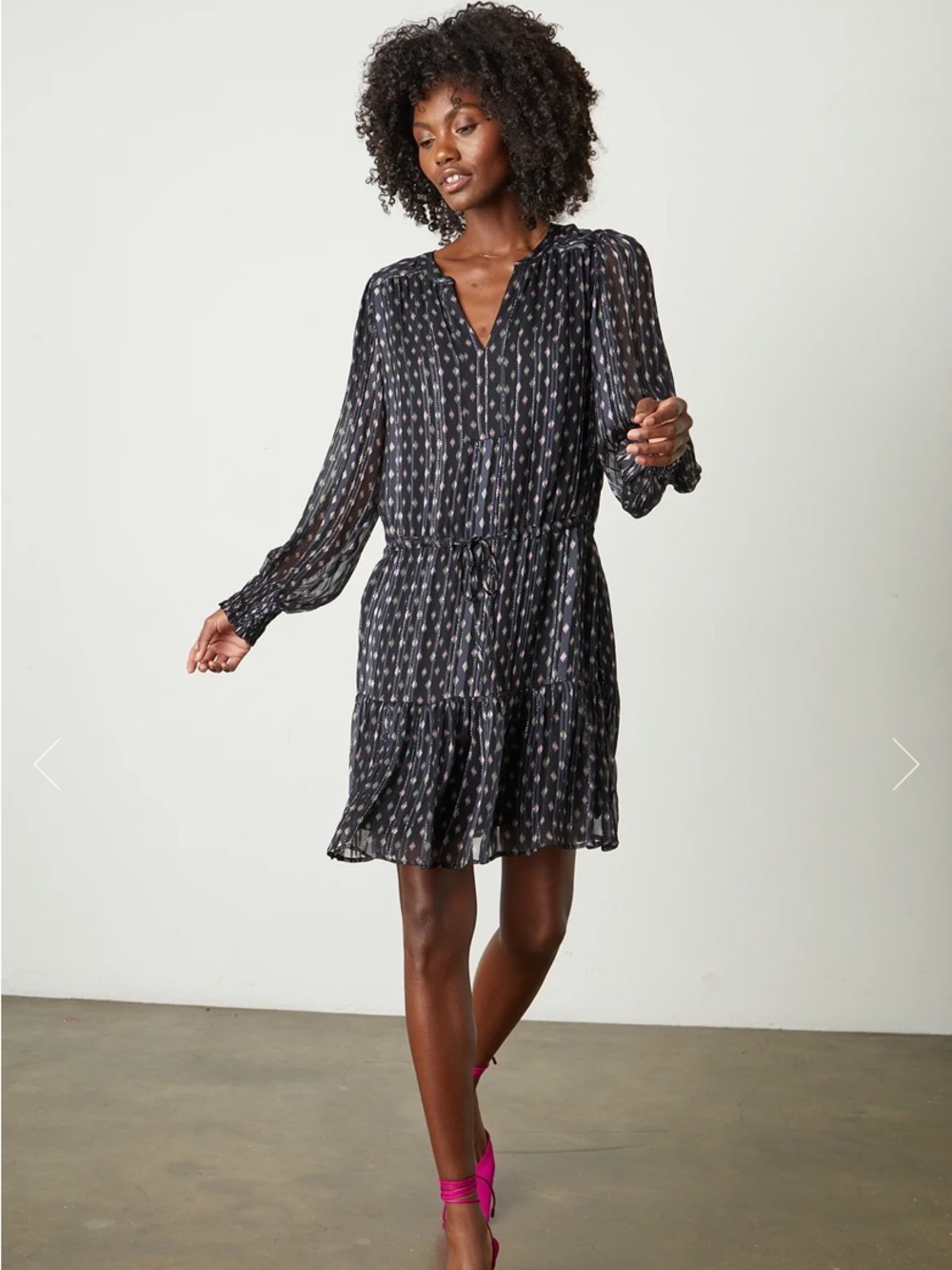 Velvet by Graham & Spencer Anastasia Printed Long-Sleeve Tie-Waist Dress